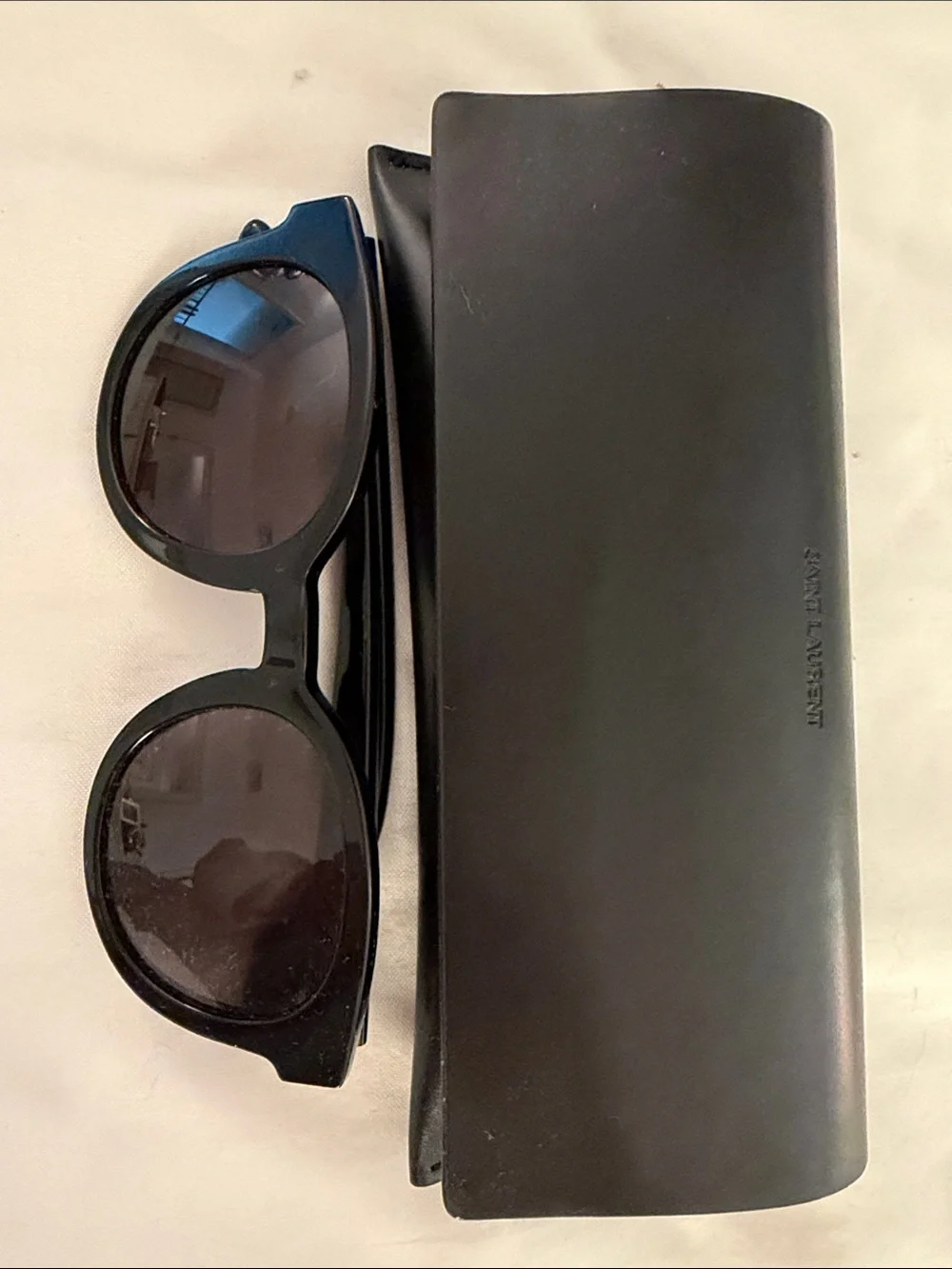 Saint Laurent Black Round Frame Sunglasses with Dark Lenses